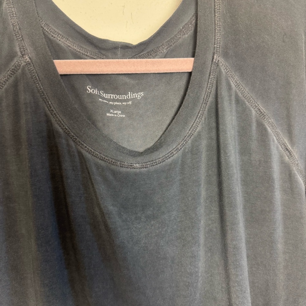 Soft Surroundings Washed Charcoal Layered Long Sleeve Tee - Picture 2 of 6